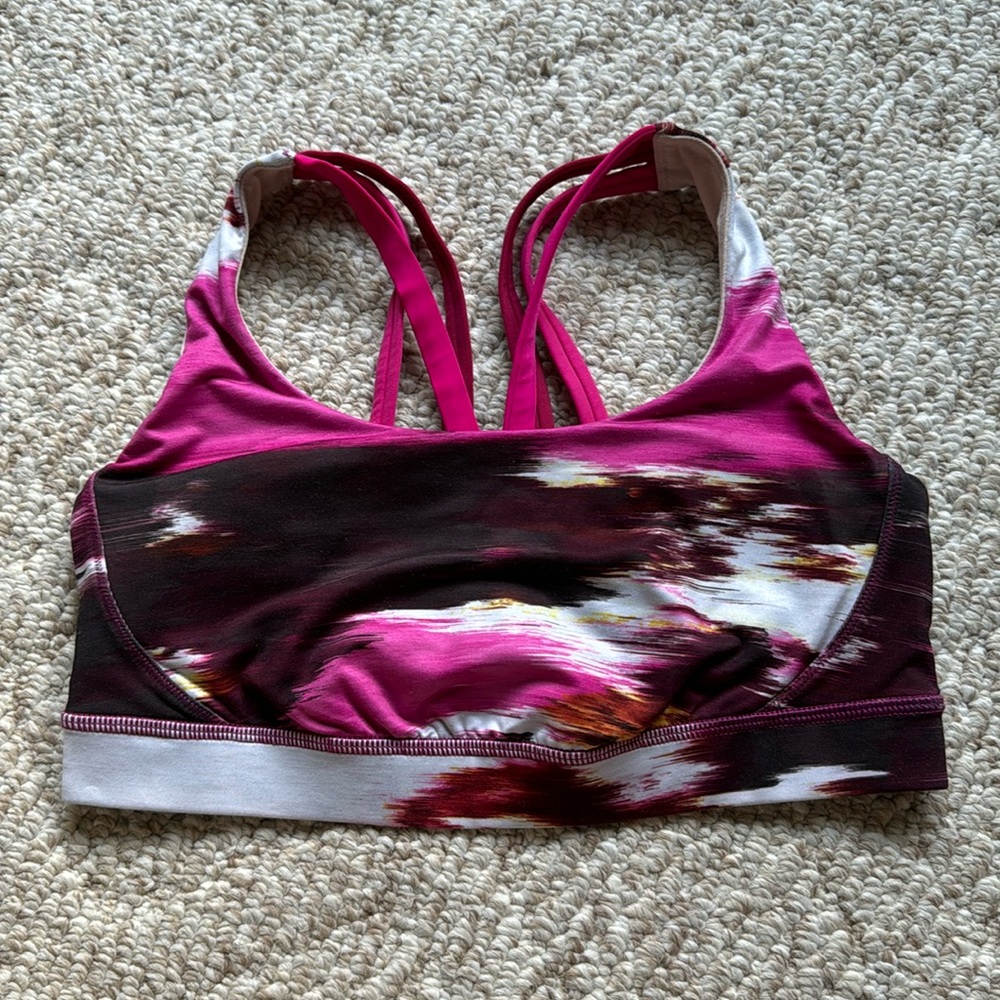 Lululemon Pink Multi Color Energy sports bra
